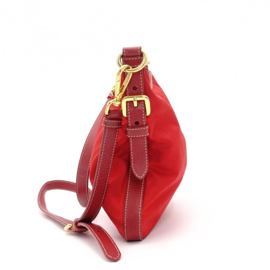 PRADA shoulder bag triangle logo nylon red red tesuto-nylon