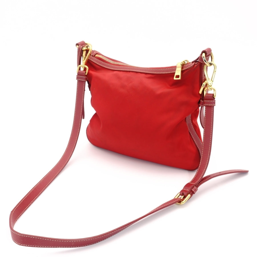 PRADA shoulder bag triangle logo nylon red red tesuto-nylon