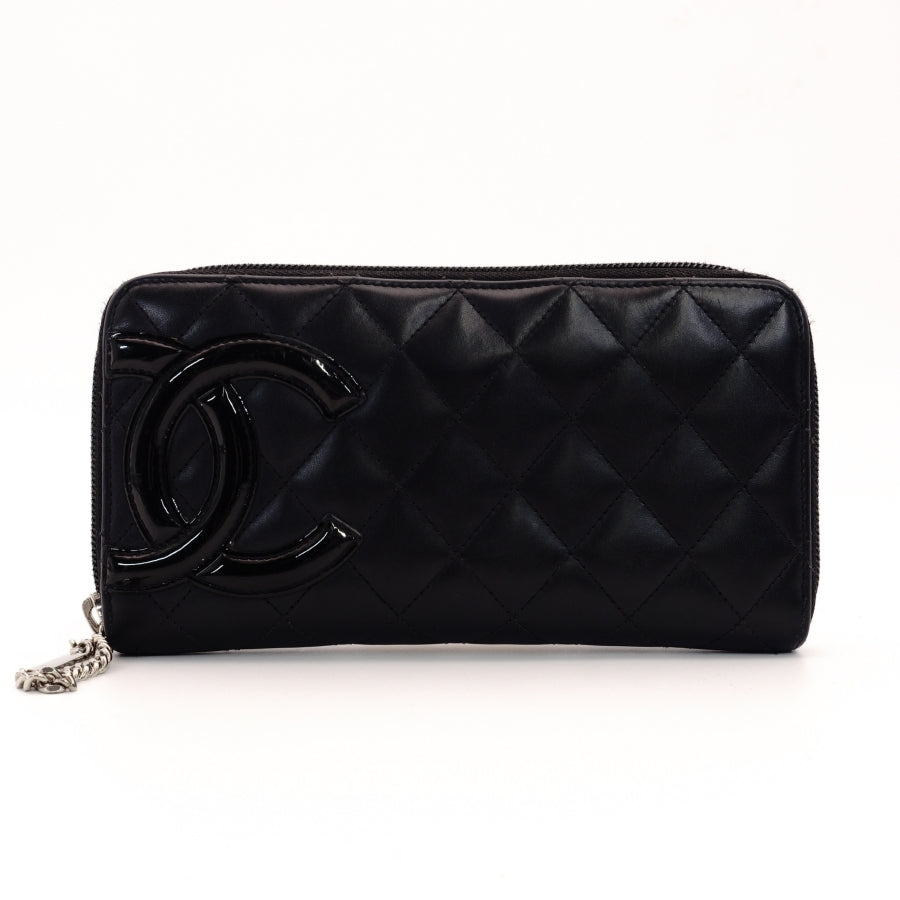 CHANEL Long Wallet Cambonline 20, black lambskin, black