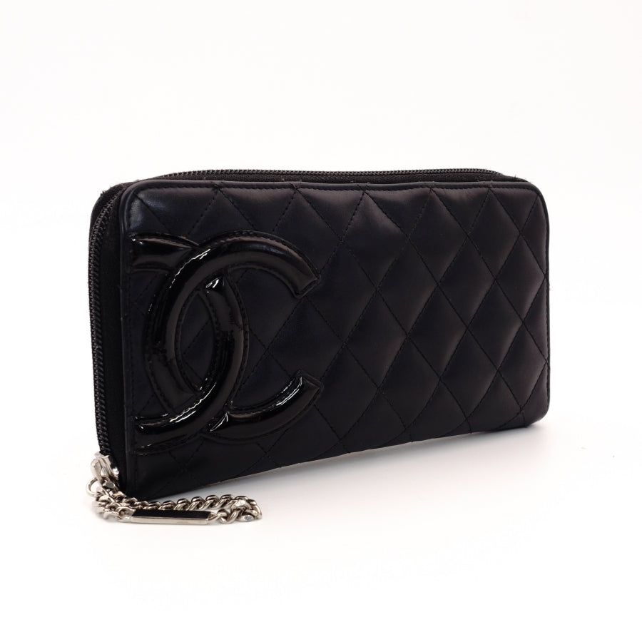 CHANEL Long Wallet Cambonline 20, black lambskin, black