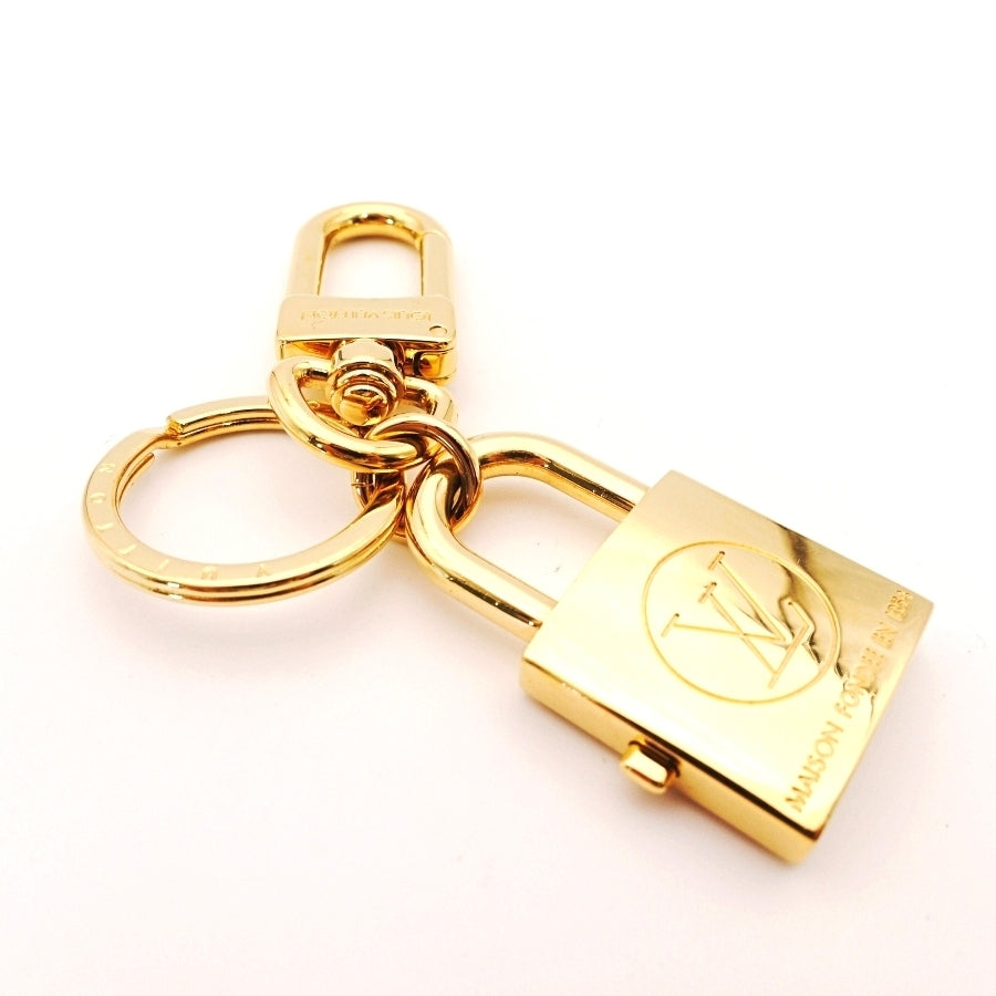 LOUIS VUITTON Padlock Key Holder Key Charm Gold