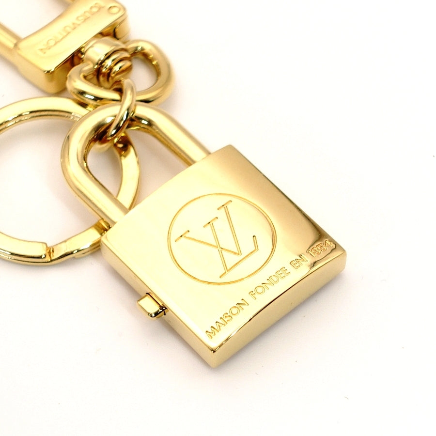 LOUIS VUITTON Padlock Key Holder Key Charm Gold