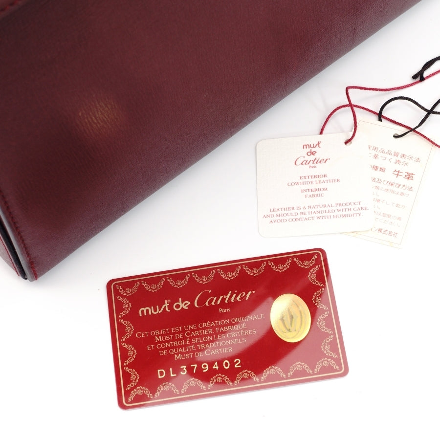 Cartier Mustline handbag leather Bordeaux vintage gold hardware