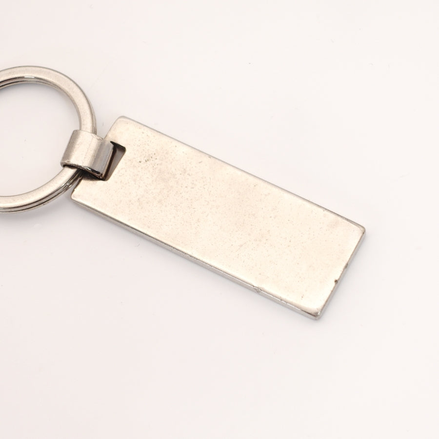 PRADA Key Ring Metal Plated Navy Silver Hardware Key Ring With Box