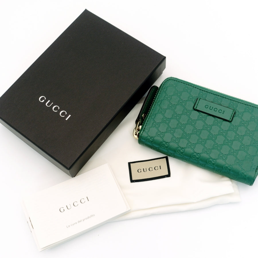GUCCI coin purse green Cima card case green leather with box