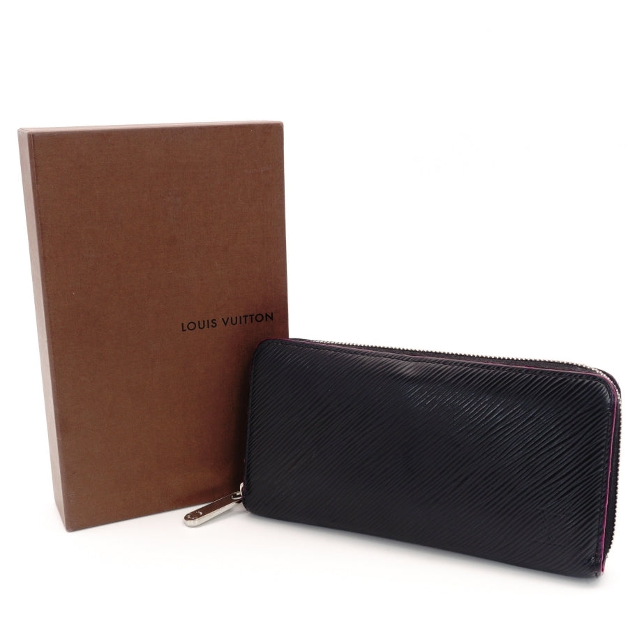 LOUIS VUITTON Epi Zippy Wallet Leather Black M64838 Black 7-4-105