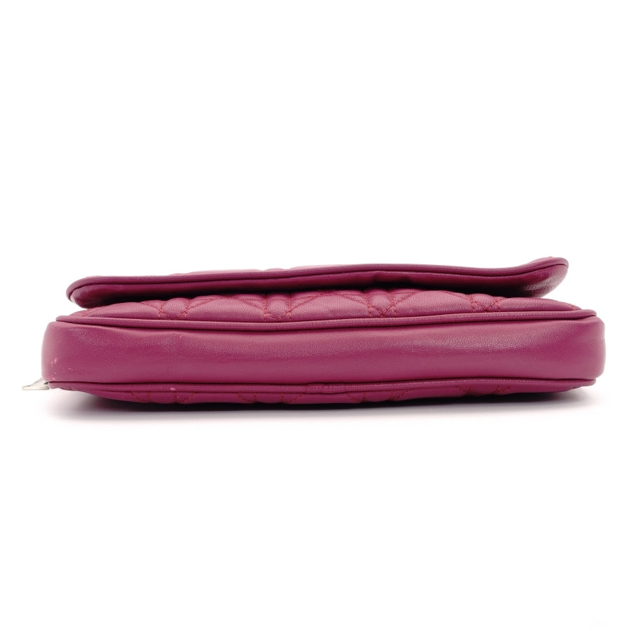 DIOR Cannage leather pink chain shoulder bag with silver hardware