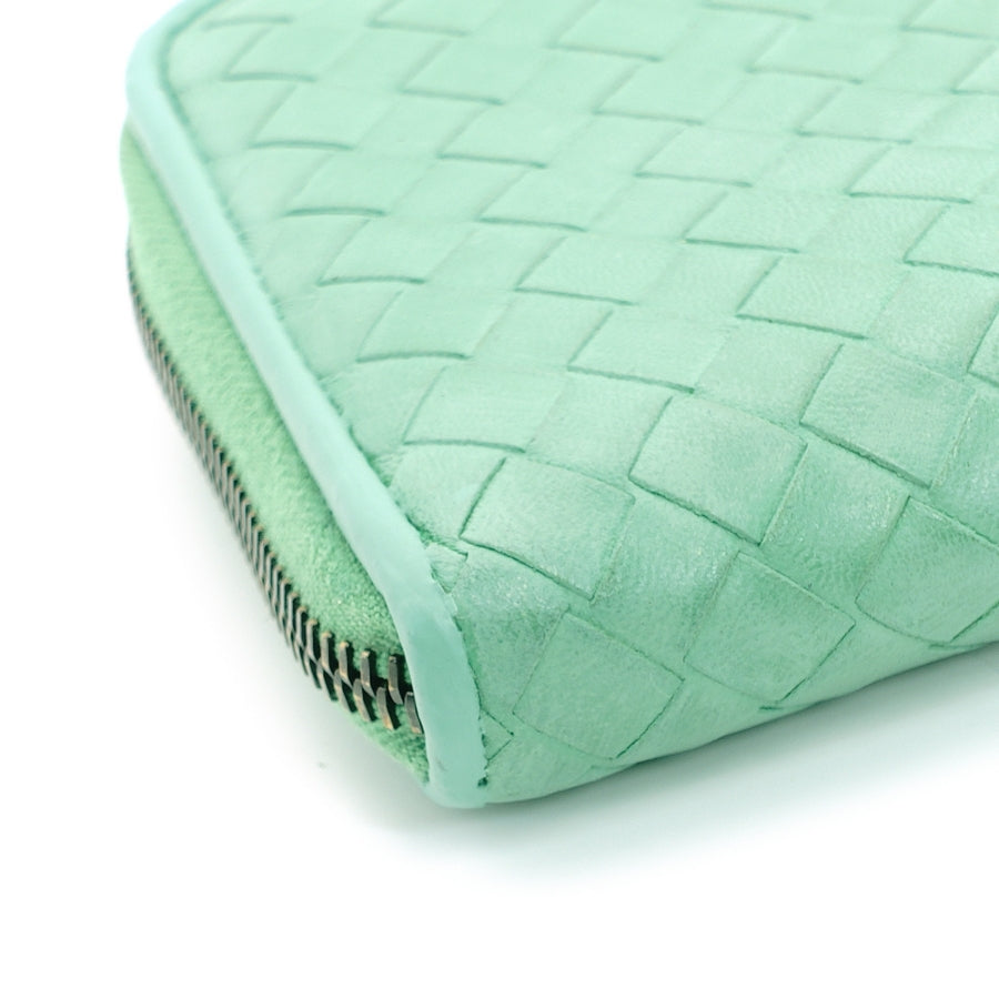 Bottega Veneta Intro Chart Long Wallet Green Leather Round zipper