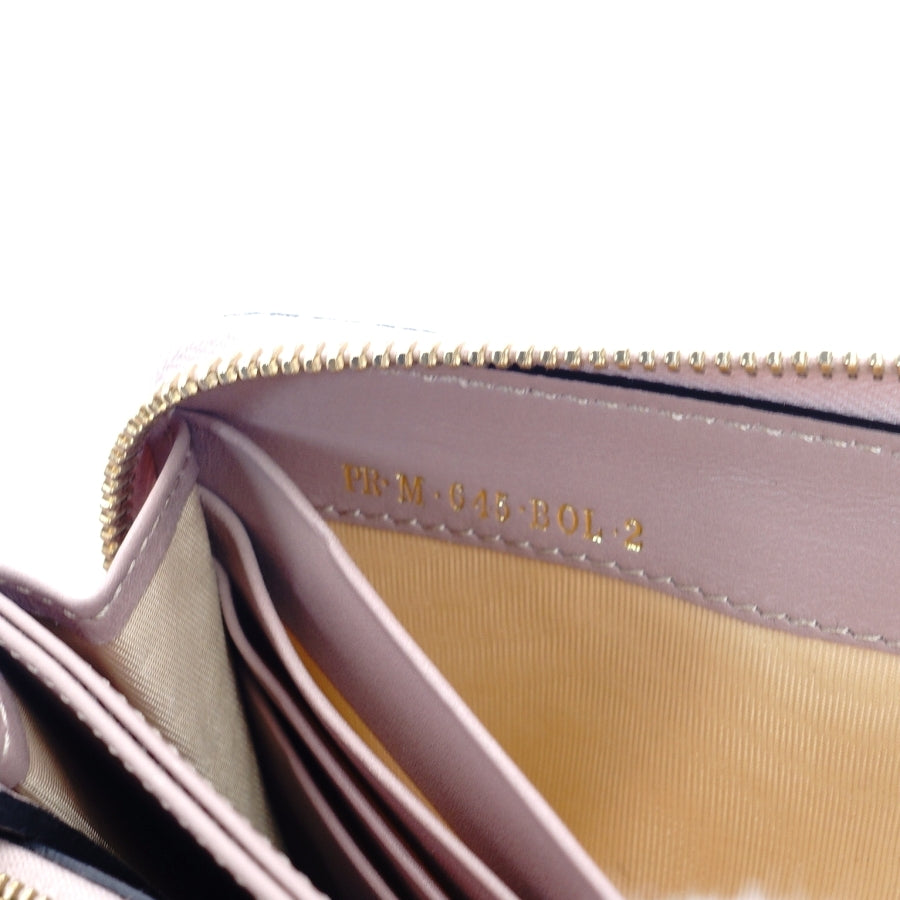 VALENTINO Garavani Leather Long Wallet Pink Leather Studs