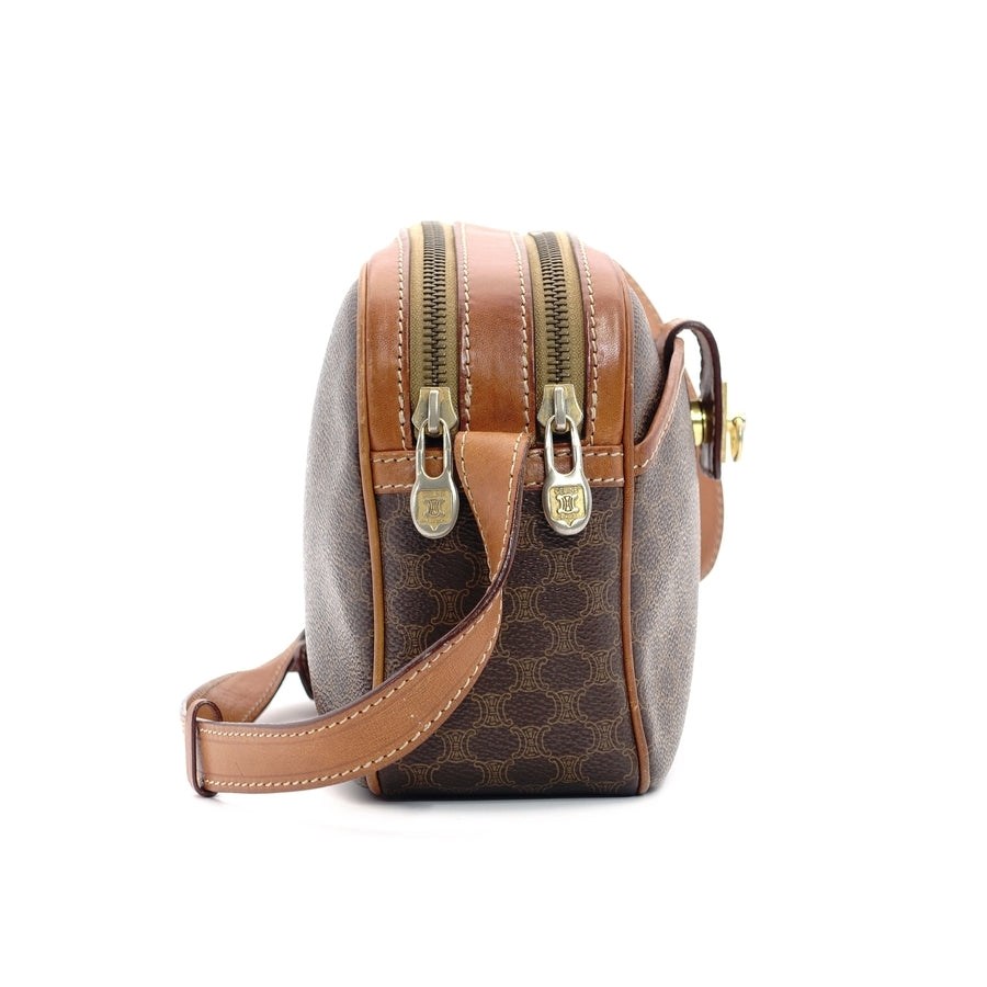 CELINE Macadam Shoulder Bag Brown PVC Leather Vintage