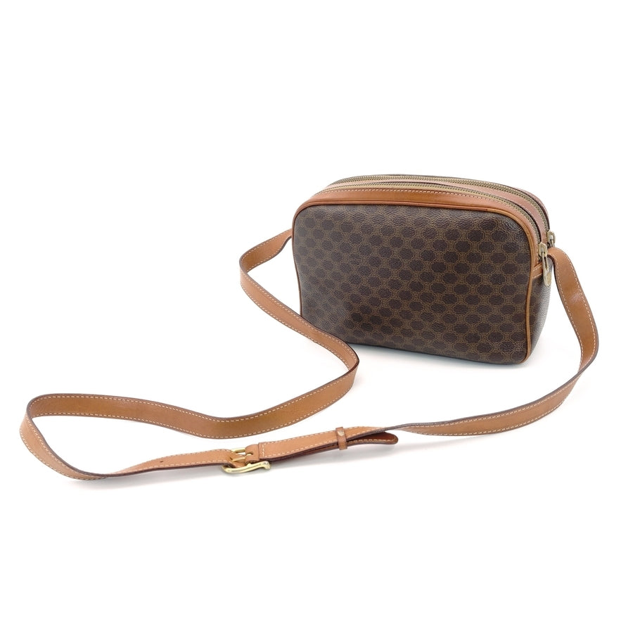 CELINE Macadam Shoulder Bag Brown PVC Leather Vintage