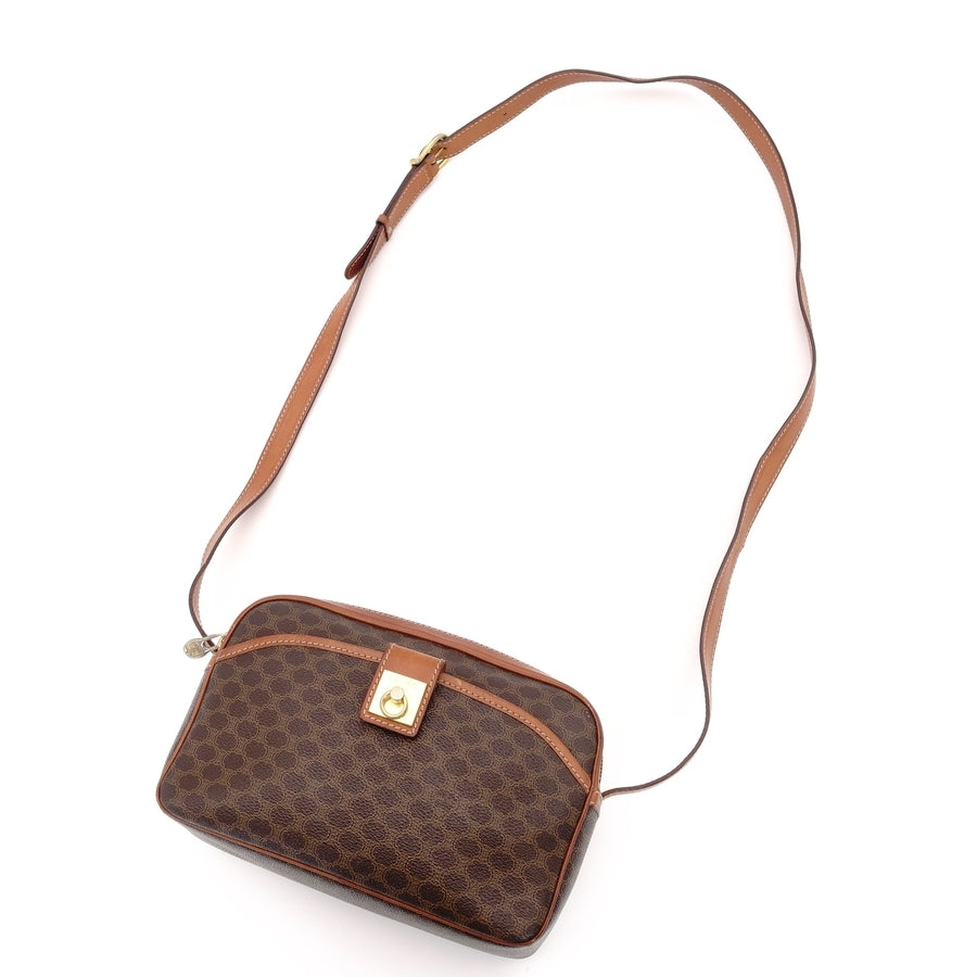 CELINE Macadam Shoulder Bag Brown PVC Leather Vintage