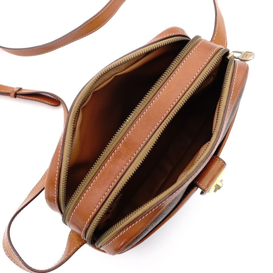 CELINE Macadam Shoulder Bag Brown PVC Leather Vintage