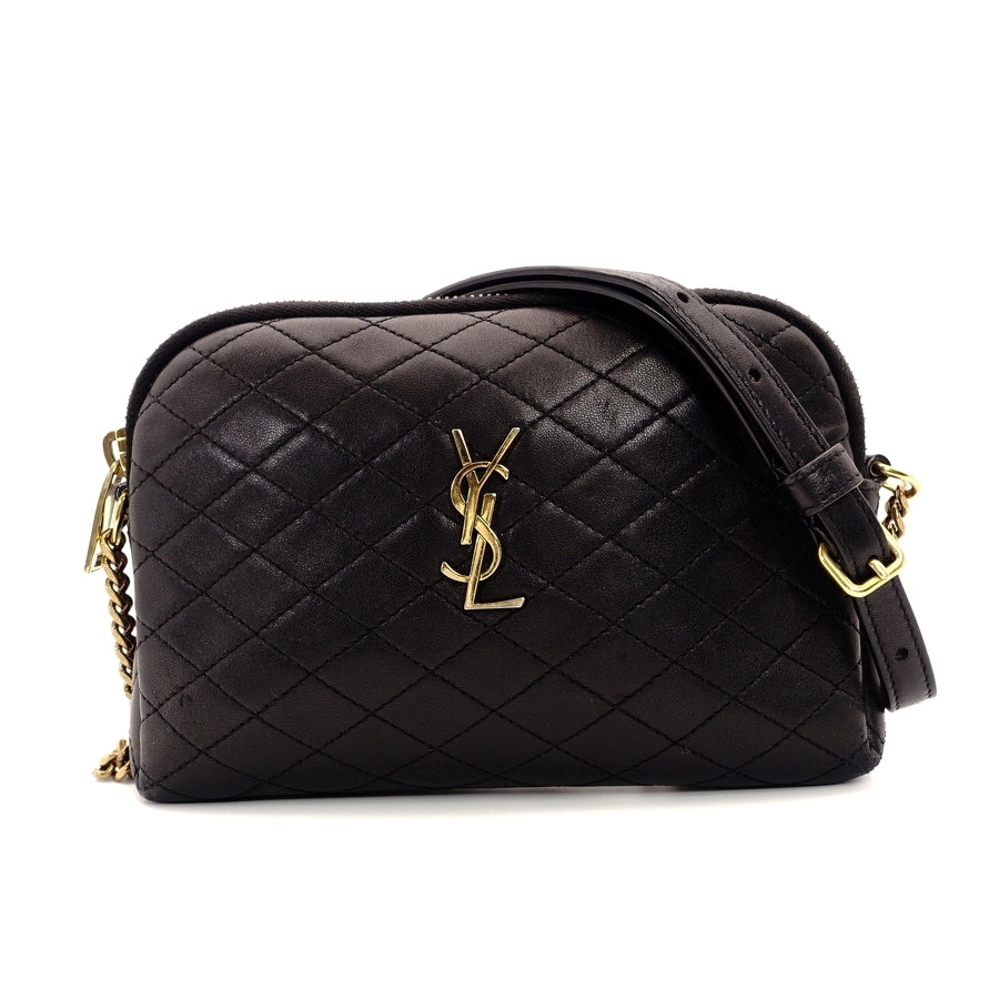 YVES SAINT LAURENT Gaby Chain Shoulder Bag Leather Black