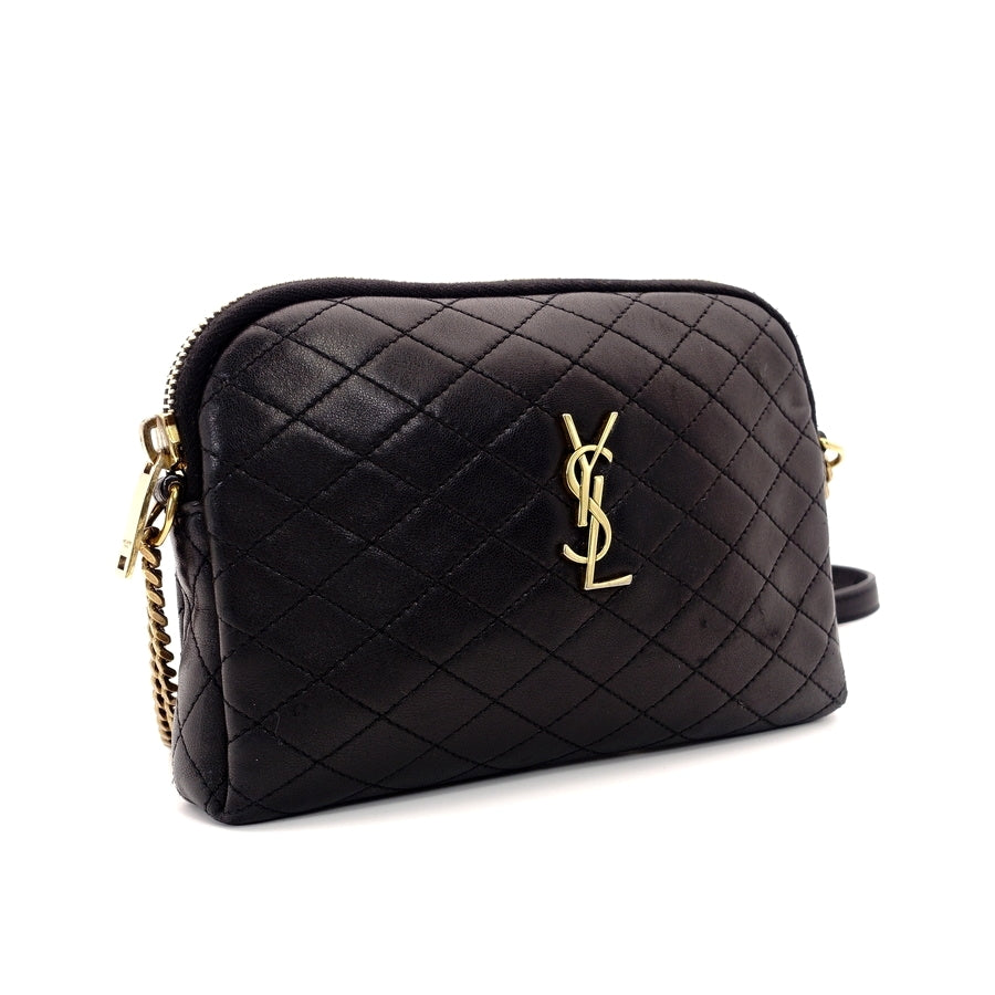 YVES SAINT LAURENT Gaby Chain Shoulder Bag Leather Black