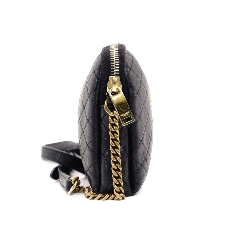 YVES SAINT LAURENT Gaby Chain Shoulder Bag Leather Black
