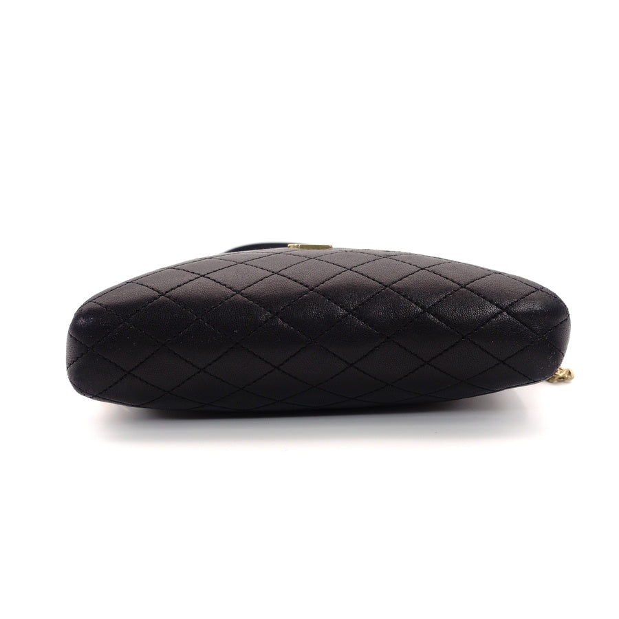 YVES SAINT LAURENT Gaby Chain Shoulder Bag Leather Black