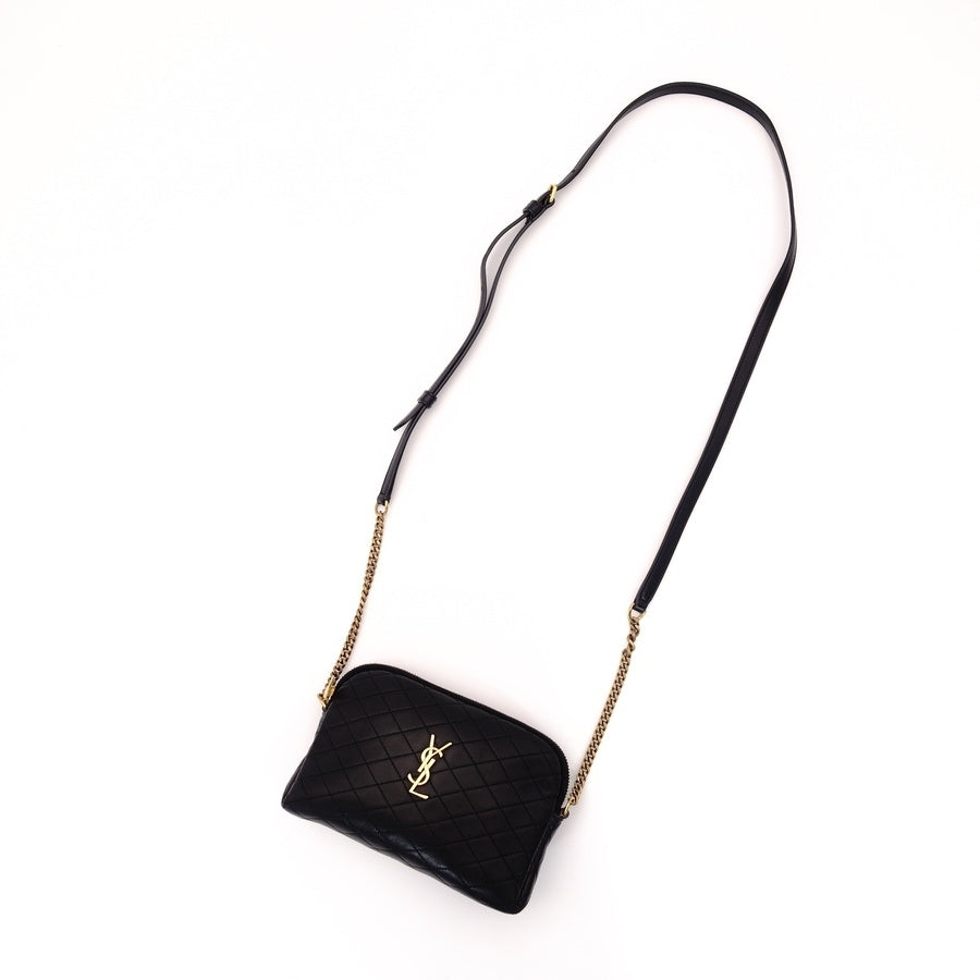 YVES SAINT LAURENT Gaby Chain Shoulder Bag Leather Black