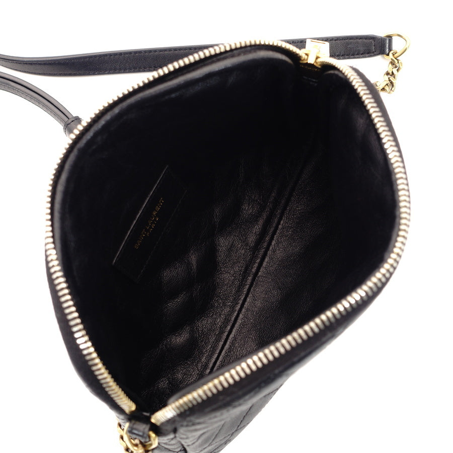 YVES SAINT LAURENT Gaby Chain Shoulder Bag Leather Black