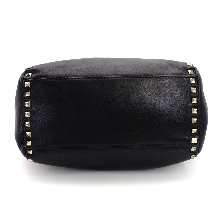 VALENTINO Garavani Tote Bag Studs Black 2way Shoulder Strap