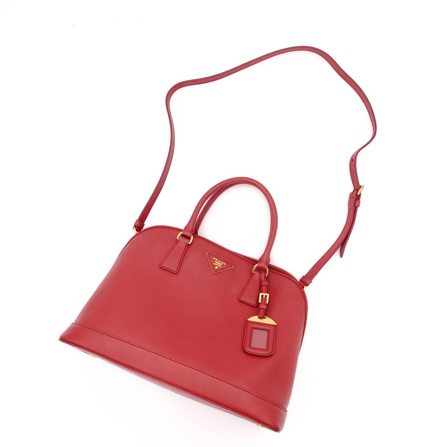 PRADA Handbag Pink Leather Triangular Logo 2-way Shoulder Bag