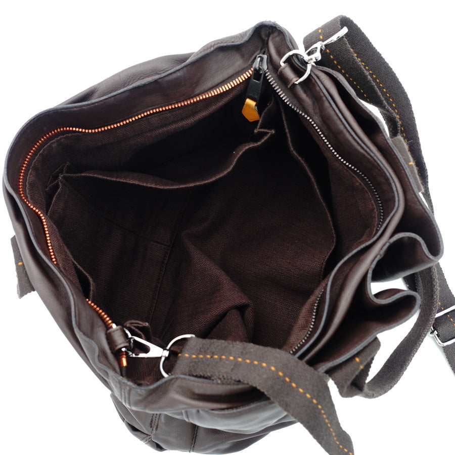 HERMES Caravan Horizontal MM Leather Handbag Brown 2-Way Vaudelma 7-6-172