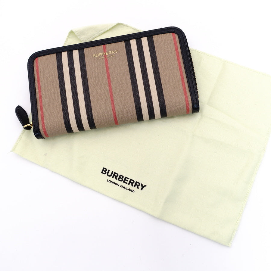 Burberry Zippy Wallet Beige PVC Long Wallet 7-6-623