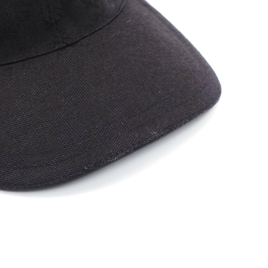 GUCCI Cap Black Canvas Sherry Line Baseball Cap Size L