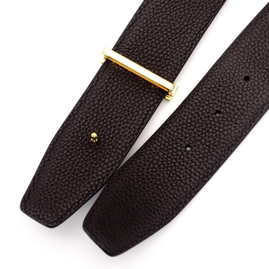 TOM FORD BELT Leather Logo GOLD METAL FITTING Reversible
