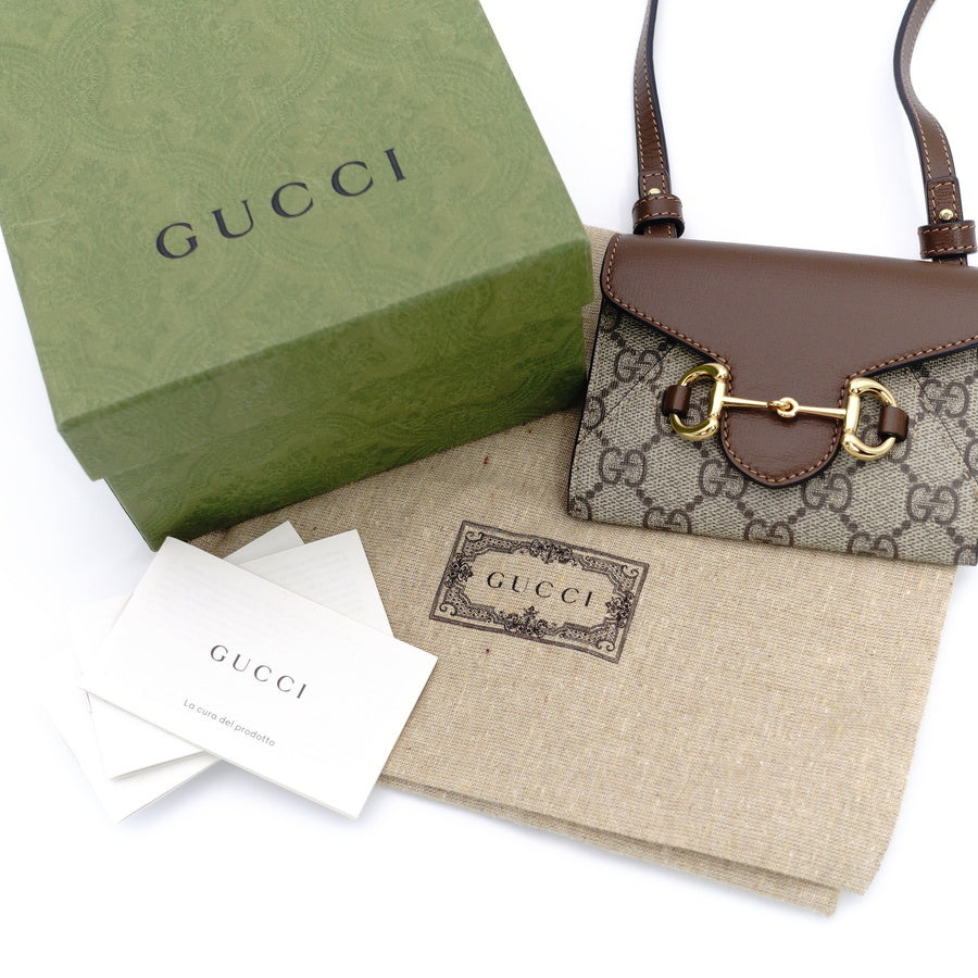 GUCCIGG PATTERN HOSE BIT Shoulder Bag Beige PVC Leather
