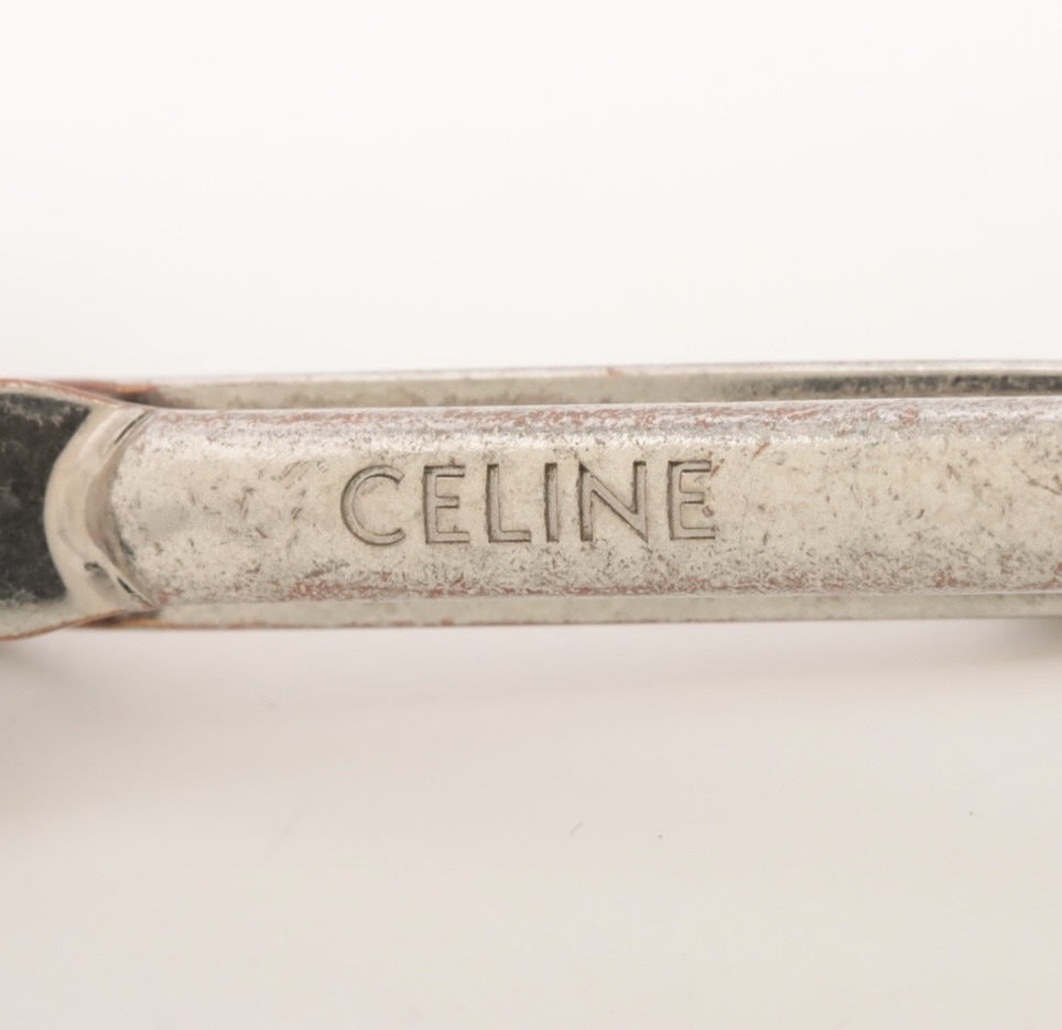 CELINE Key Holder Leather Metal Black