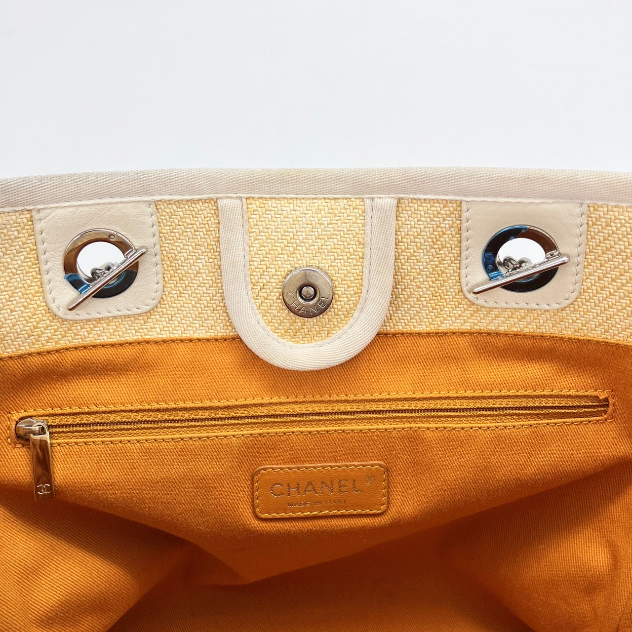 CHANEL Deauville Straw chain tote bag