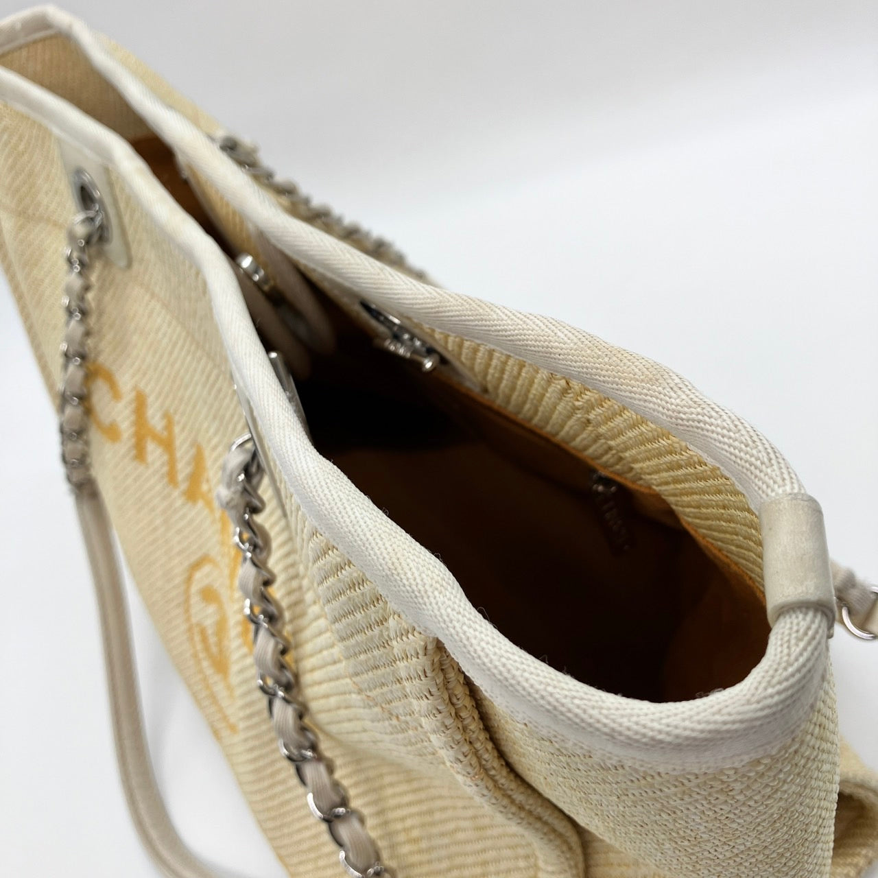 CHANEL Deauville Straw chain tote bag