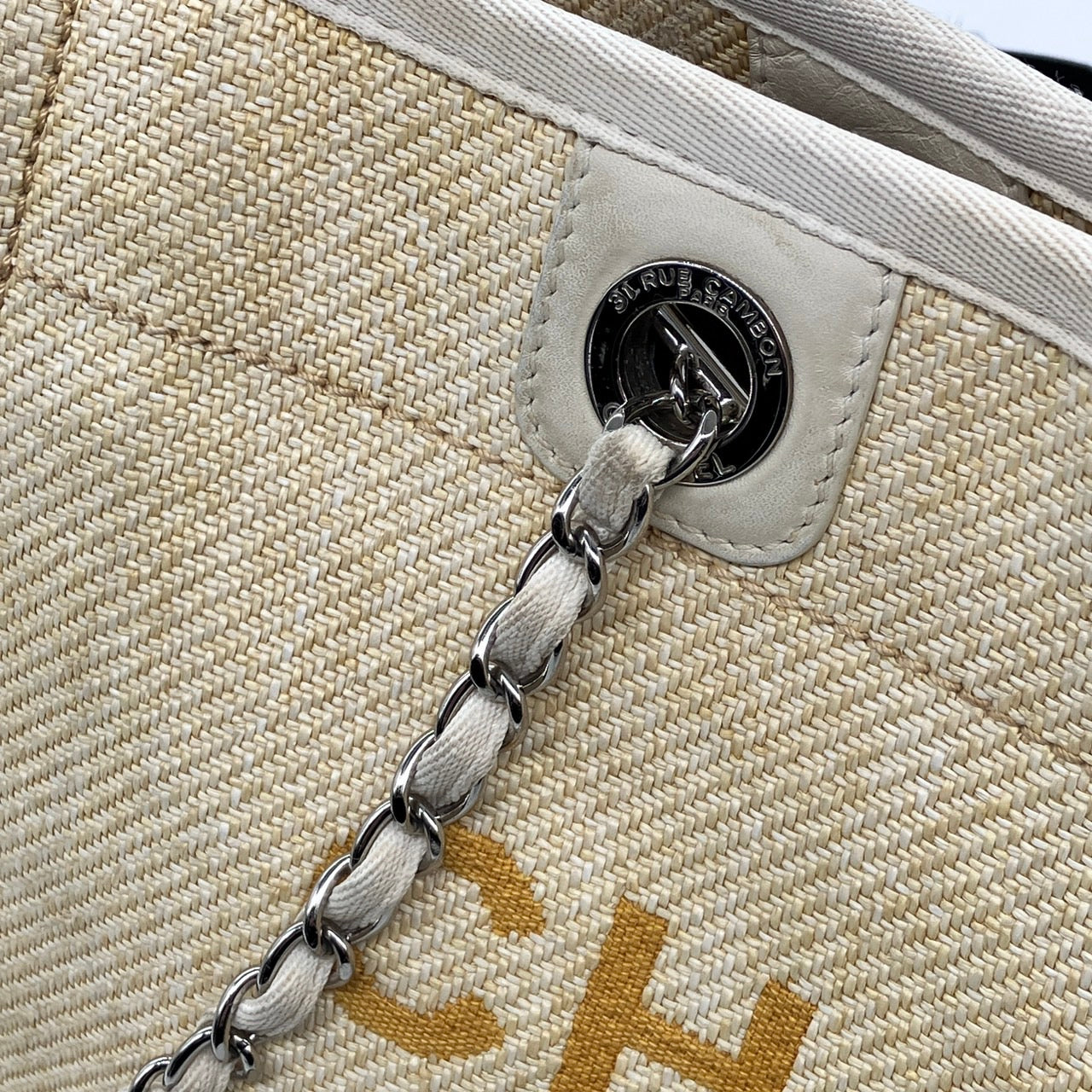 CHANEL Deauville Straw chain tote bag