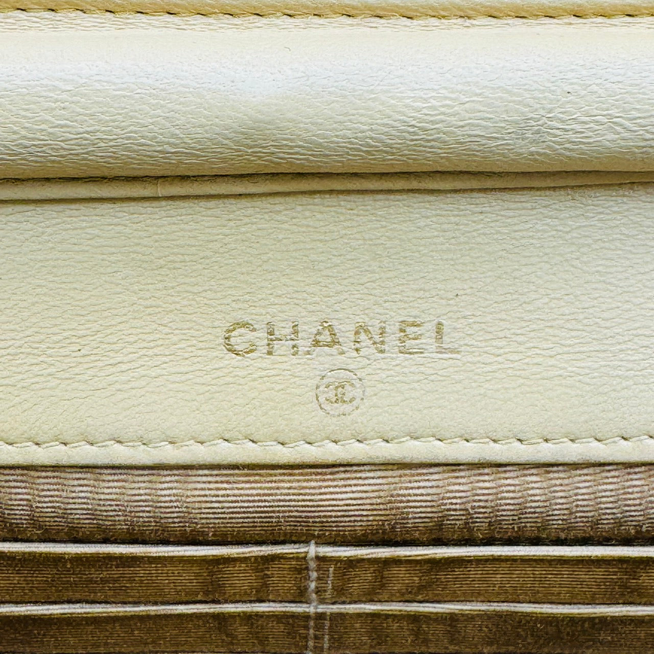 CHANEL Chain Shoulder Bag Caviar Skin Coco Mark Beige