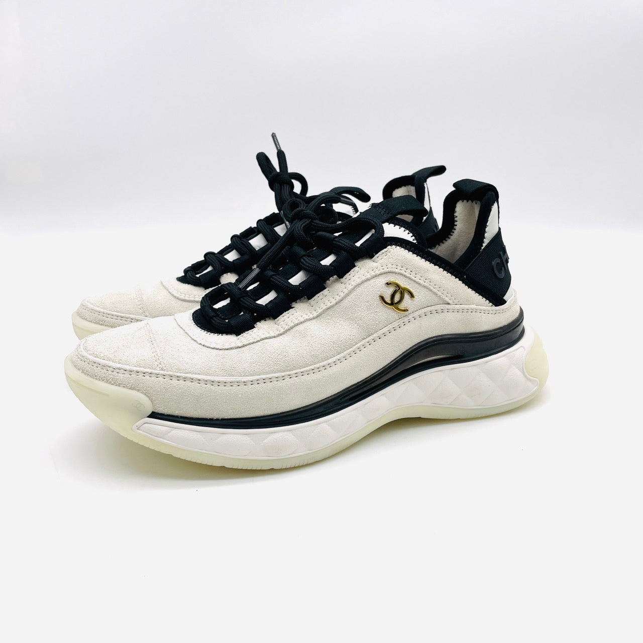 CHANEL Sneakers G45331 White Black Suede