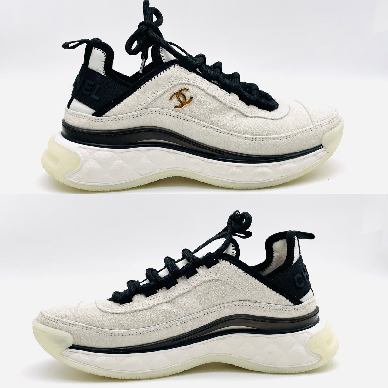 CHANEL Sneakers G45331 White Black Suede