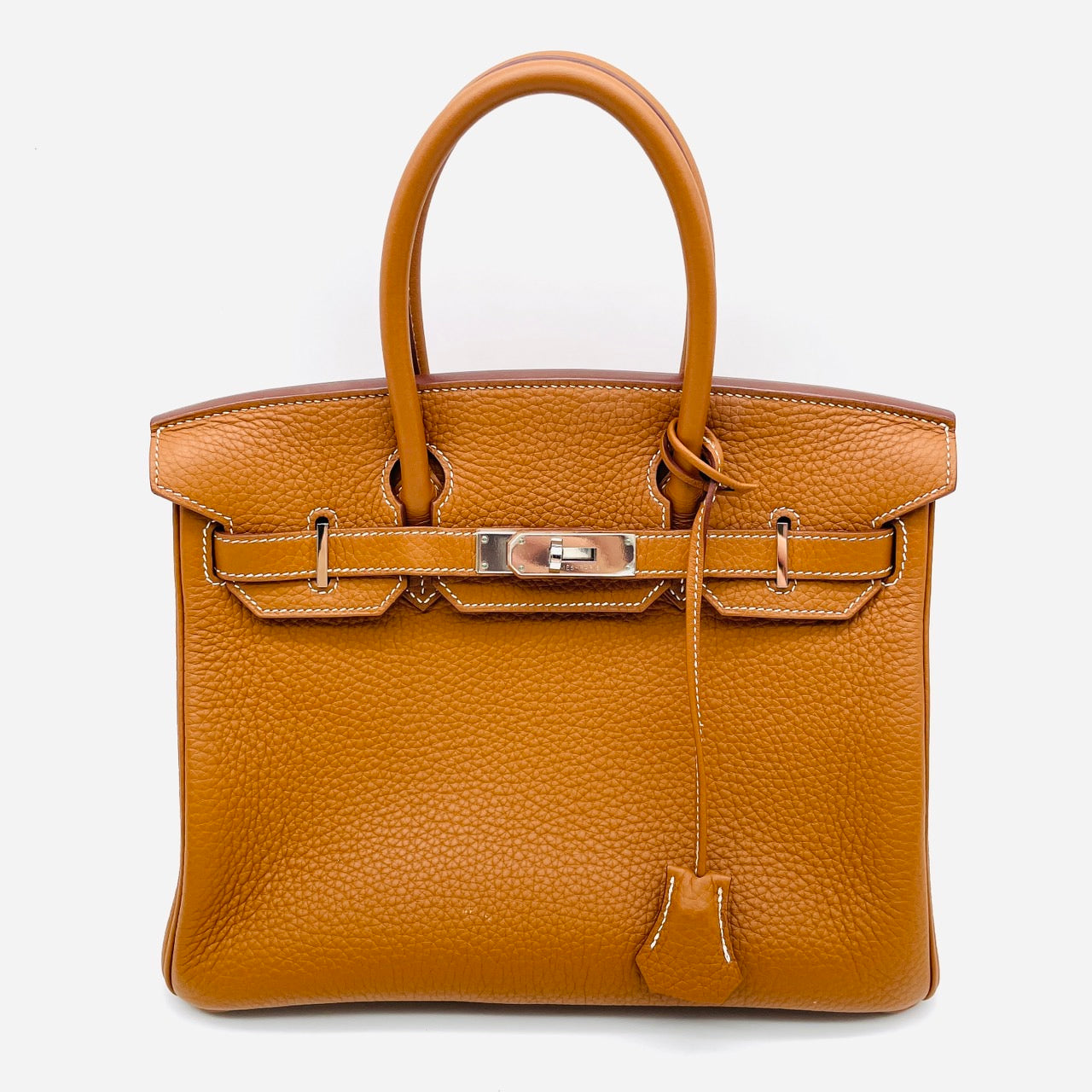 HERMES Birkin 30 Stamped □N Silver Hardware Brown