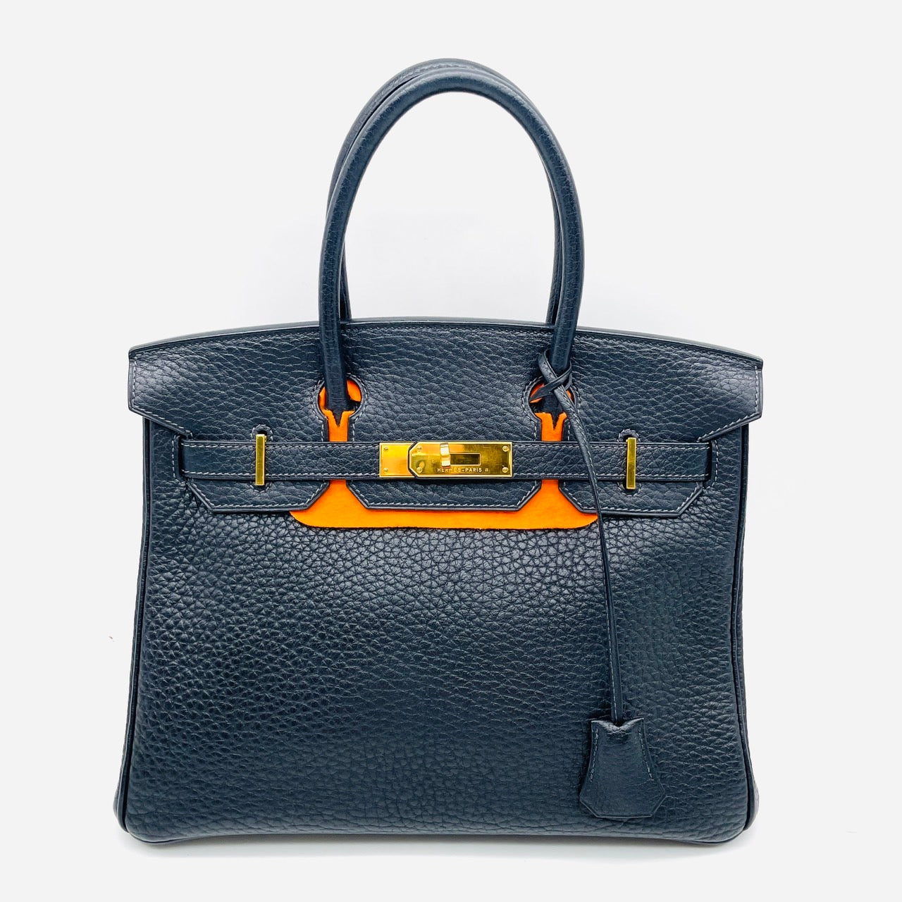 HERMES Birkin 30 handbag □H Togo leather Blue Ocean