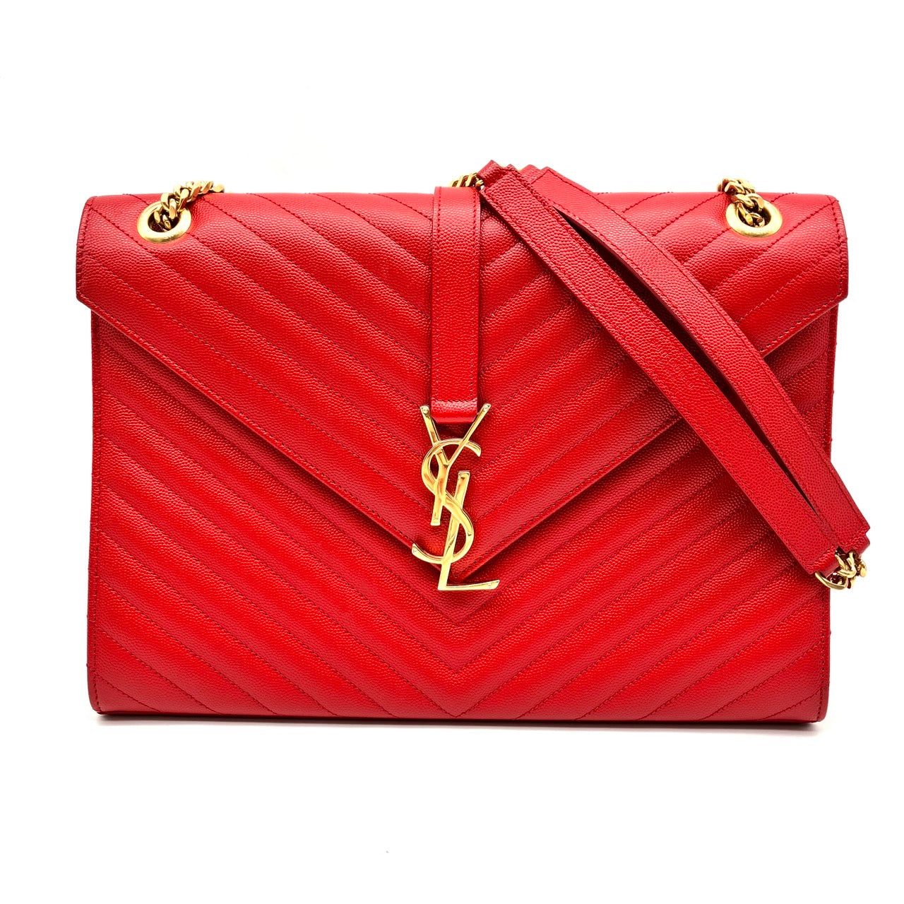 YVES SAINT LAURENT YSL Monogram red leather shoulder bag