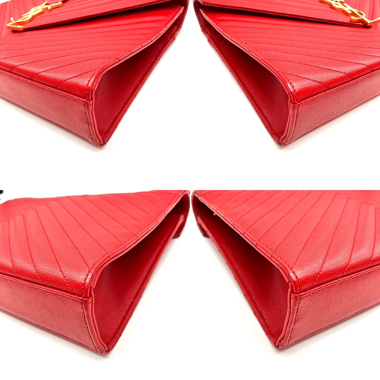 YVES SAINT LAURENT YSL Monogram red leather shoulder bag