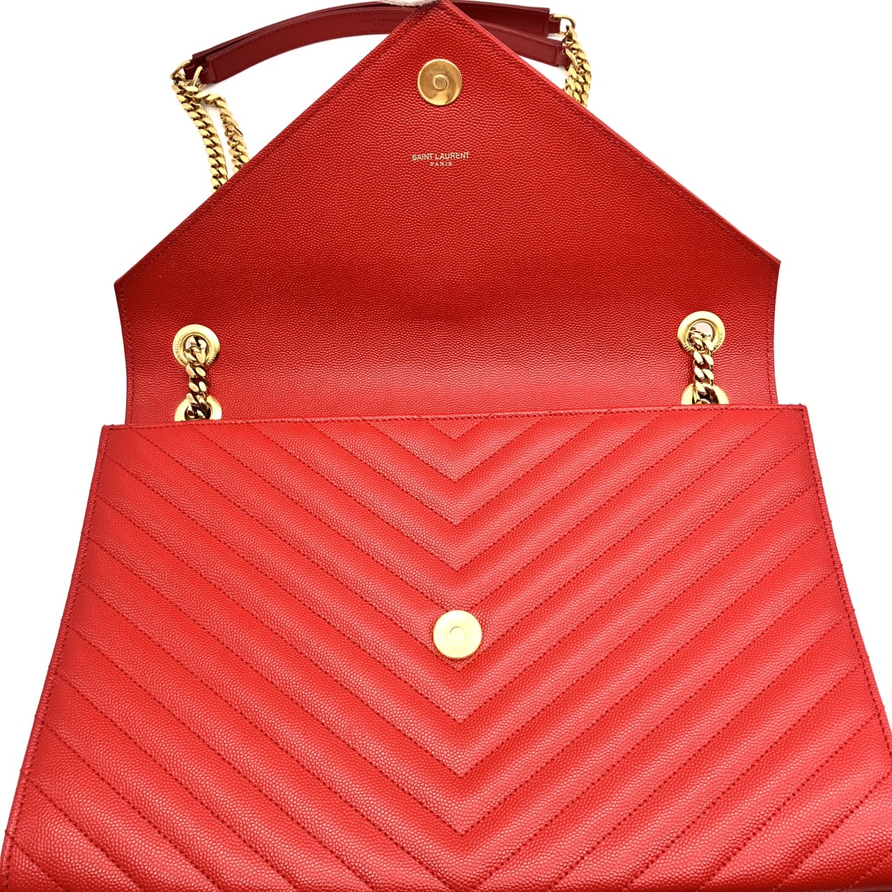 YVES SAINT LAURENT YSL Monogram red leather shoulder bag