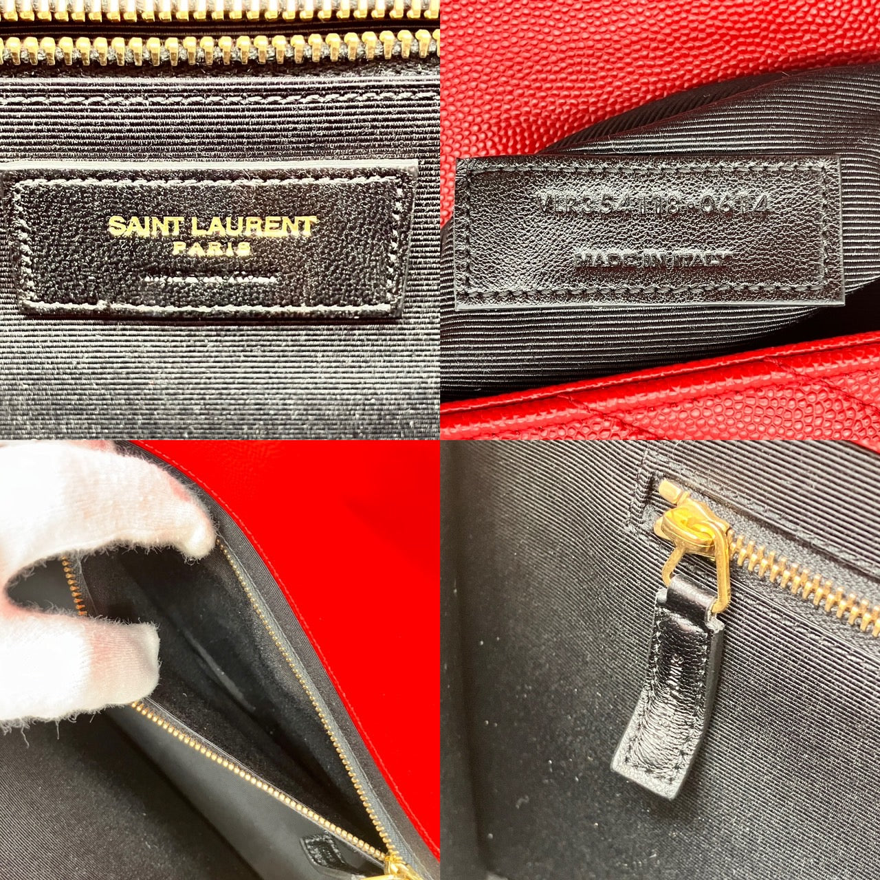 YVES SAINT LAURENT YSL Monogram red leather shoulder bag