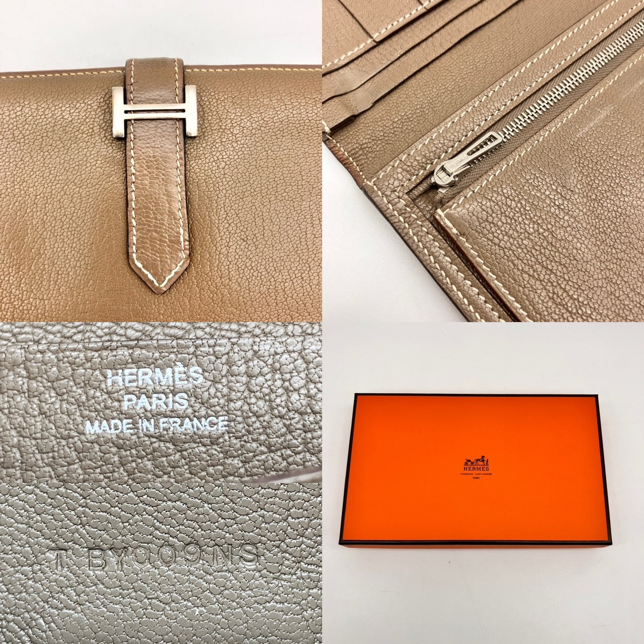 HERMES Bearn souffle Chevre Etoupe