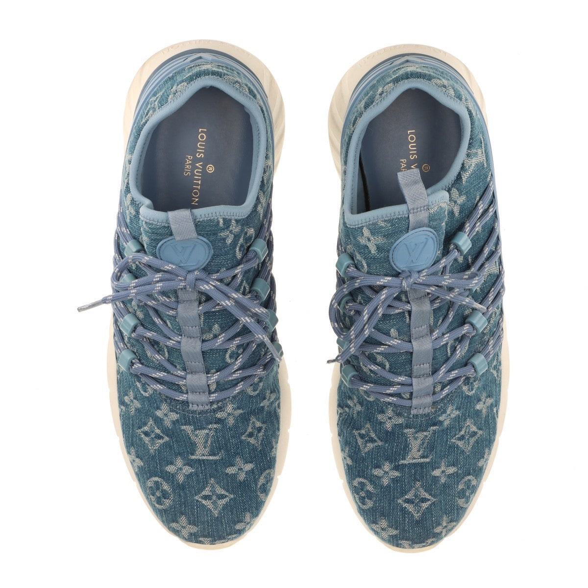 LOUIS VUITTON Fastlane Line Denim Men's Sneakers