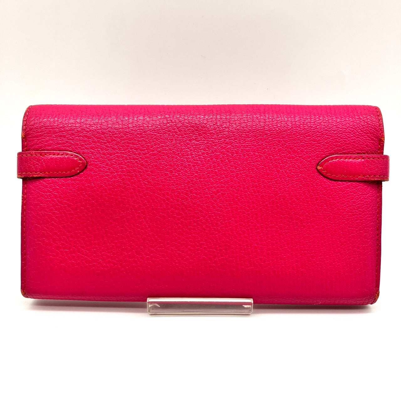 HERMES Kelly Wallet Long Chevre Rose Tyrian □L