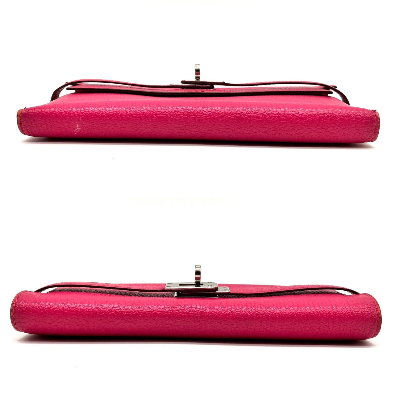 HERMES Kelly Wallet Long Chevre Rose Tyrian □L