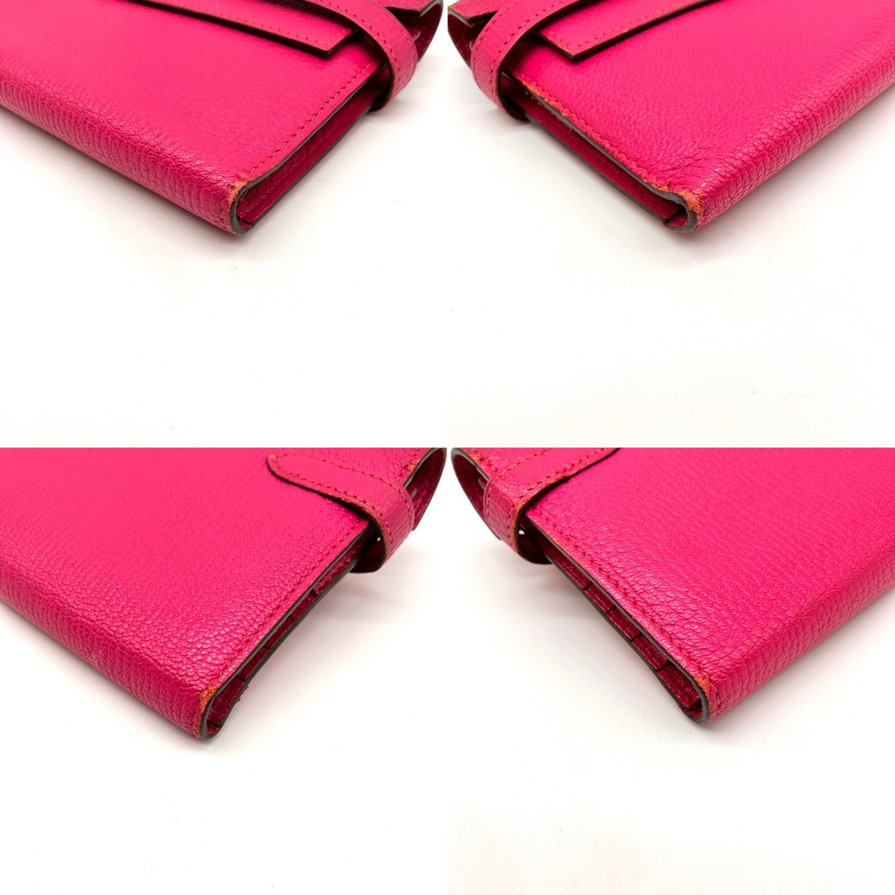 HERMES Kelly Wallet Long Chevre Rose Tyrian □L