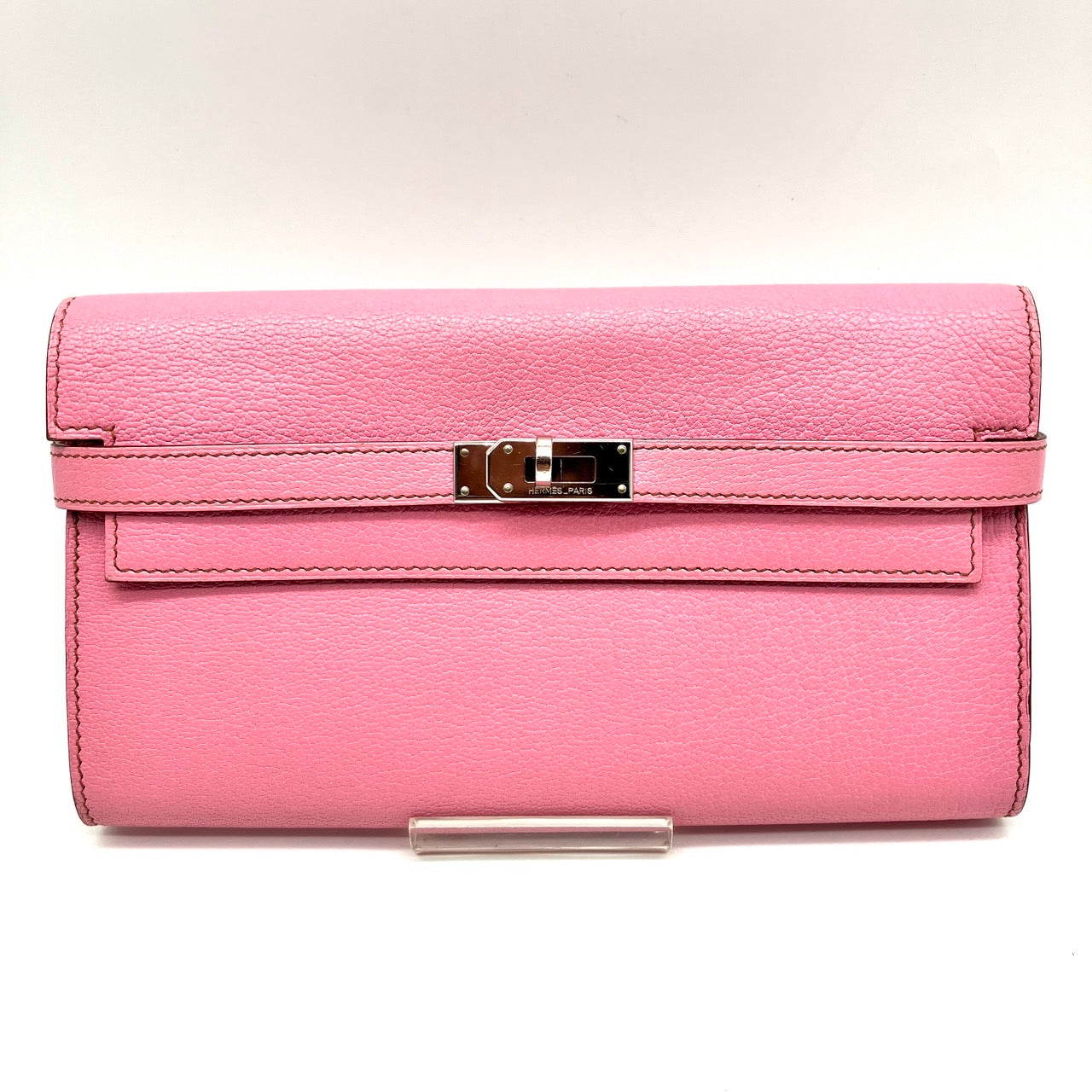 HERMES Kelly Wallet Long Chevre Mysore Rose Azalee □N
