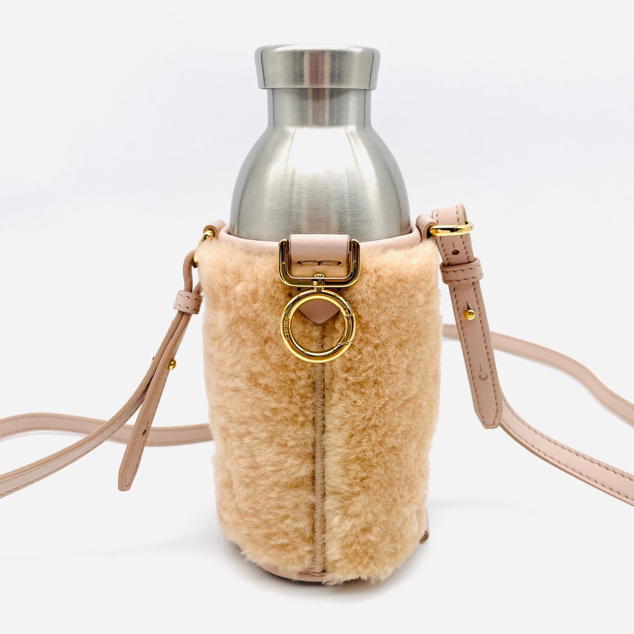 FENDI Drink holder Mouton pink bottle shoulder bag